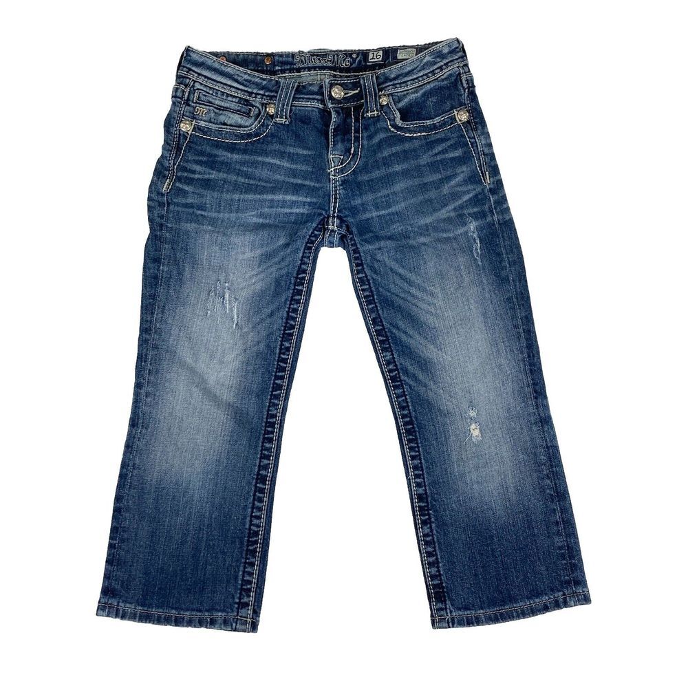 Miss Me Capri Juniors Low‎ Rise Blue Denim Jeans Size 16